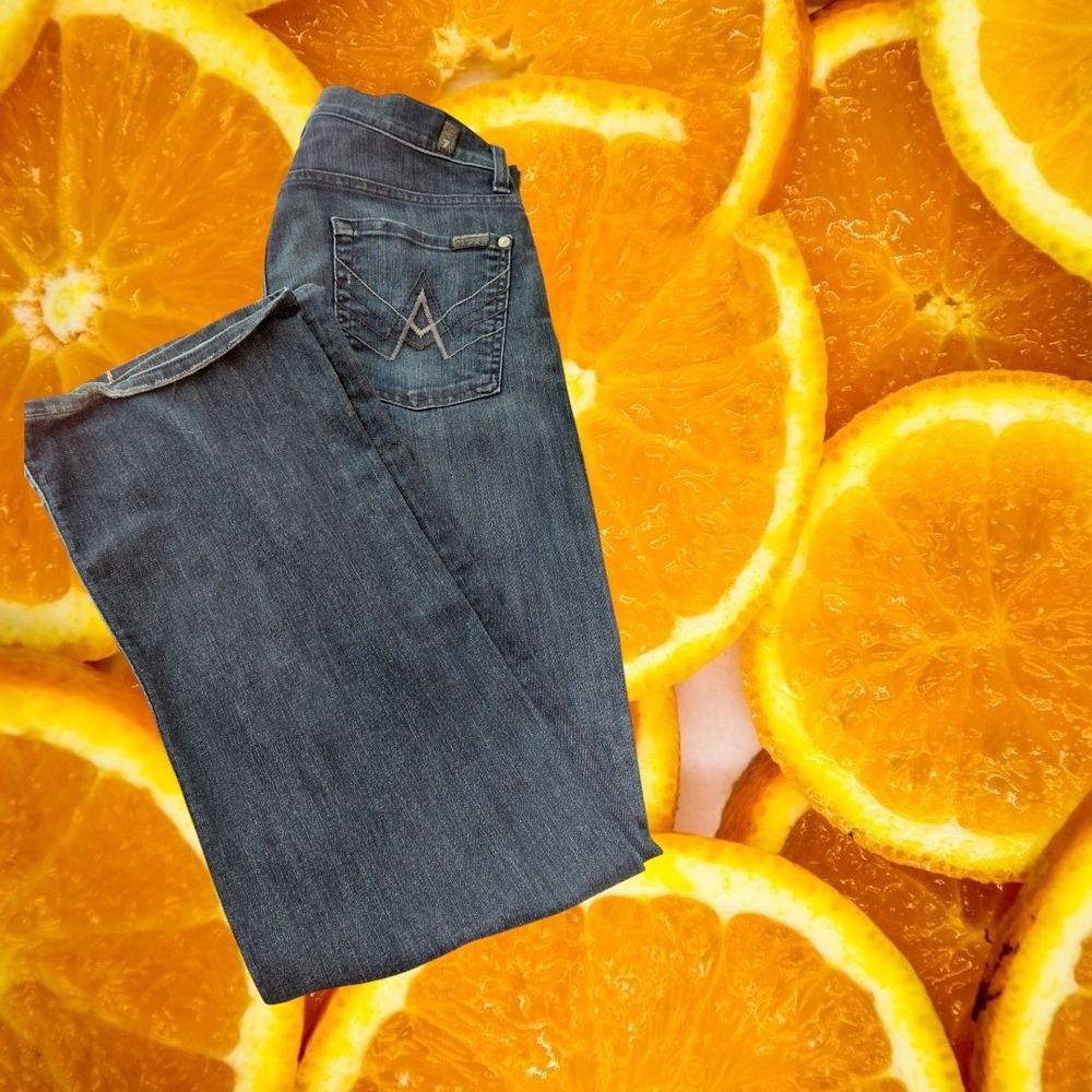 7 For All Mankind Womens 30 A Pocket Bootcut Jeans Dark Wash Denim ATA530702A